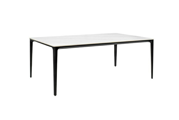 Stół SLIM 180x90 biały, czarny - ceramiczny marmur, aluminium