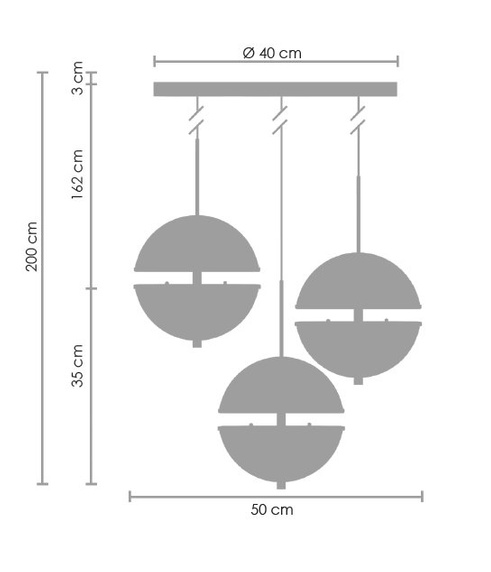 Lampa wisząca SFERA-3 LED złota 50 cm