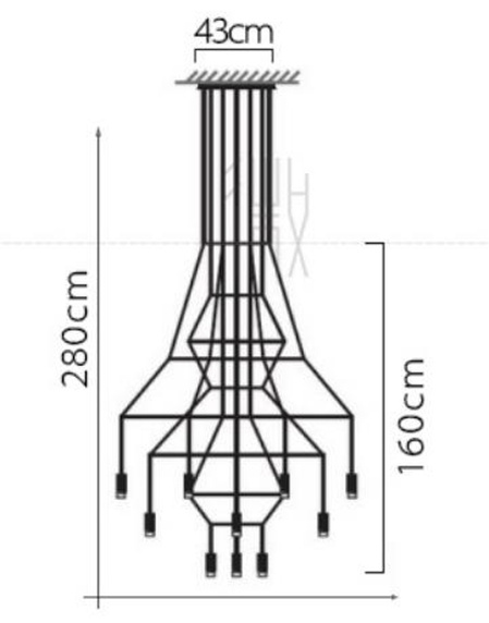 Lampa wisząca LINEA-20 czarna 120cm