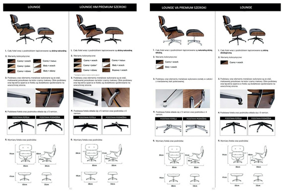 Fotel LOUNGE HM SOFT PREMIUM SZEROKI z podnóżkiem czarny  - sklejka orzech, skóra naturalna
