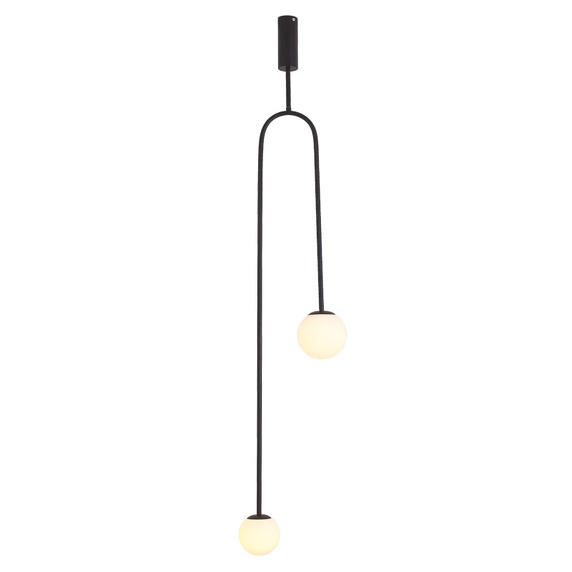 Lampa wisząca LOOP czarna 123 cm z białymi kloszami - nowoczesna do salonu