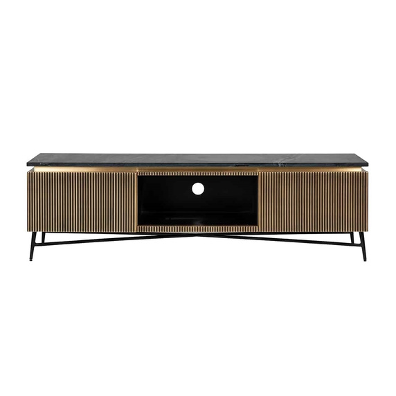 RICHMOND szafka RTV IRONVILLE – marmur, metal, MDF, sklejka brzozowa