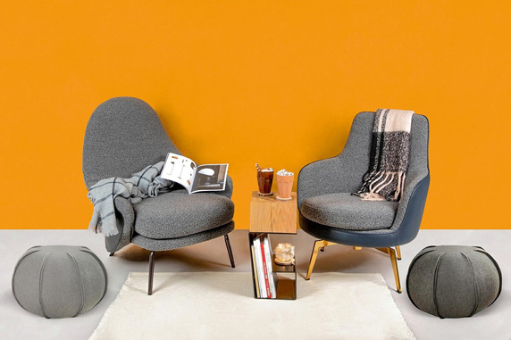 Fotel LOBBY TEDDY szary - stal, opal