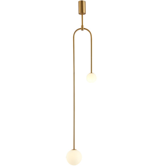 Lampa wisząca LOOP złota 123 cm z białymi kloszami - nowoczesna do salonu