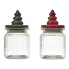 Słoik z pokrywką w kształcie choinki      czerwony