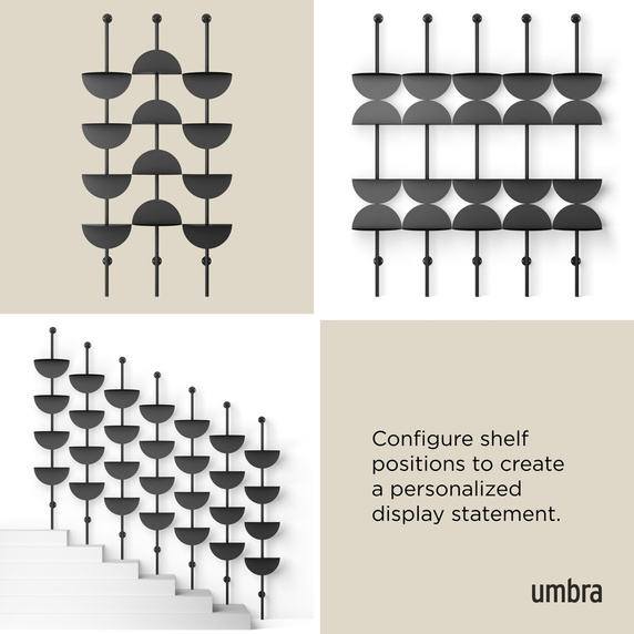 UMBRA regulowane półki ścienne SOLIS czarne