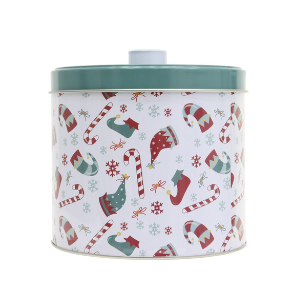 Zestaw 2 pudełek świątecznych metalowych  biało/zielone