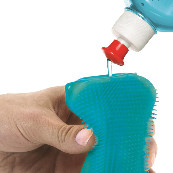 Skrobak z gąbką silikonowy niebieski