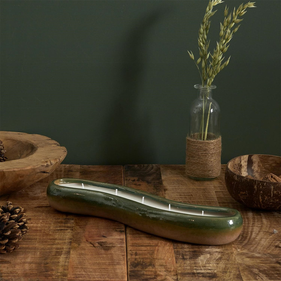 Świeca ceramiczna podłużna zielona