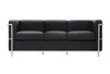 Sofa trzyosobowa SOFT LC2 czarna - włoska skóra naturalna, metal