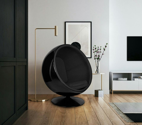 Fotel BALL BLACK czarny - włókno          szklane, metal