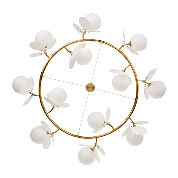 Lampa wisząca CHIC biało złota 105 cm - nowoczesna lampa do salonu