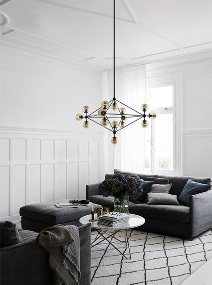 MOOSEE lampa wisząca PLANETARIO 15 czarna - klosze dymione