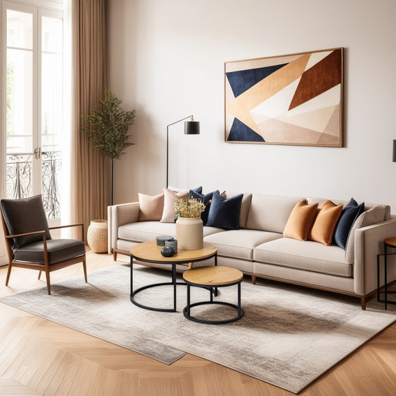 Zestaw 2 stolików Ruth naturalne/czarne