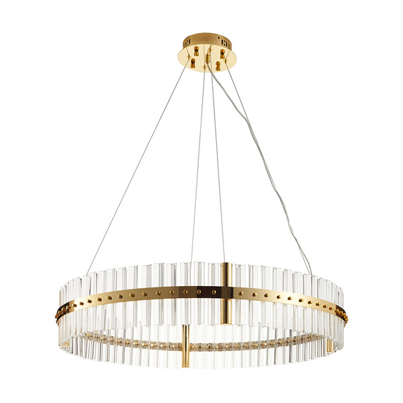 Żyrandol Kryształowy AURA Złota 85 cm - Nowoczesna Lampa Wisząca LED