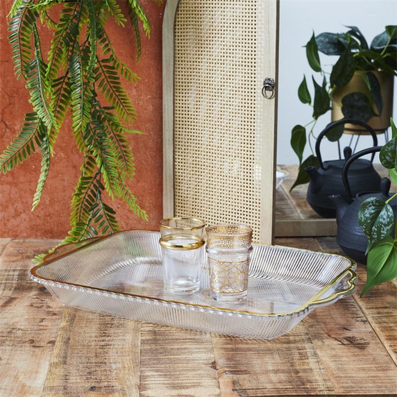 Taca Mirage 41cm złoty brzeg plastikowa