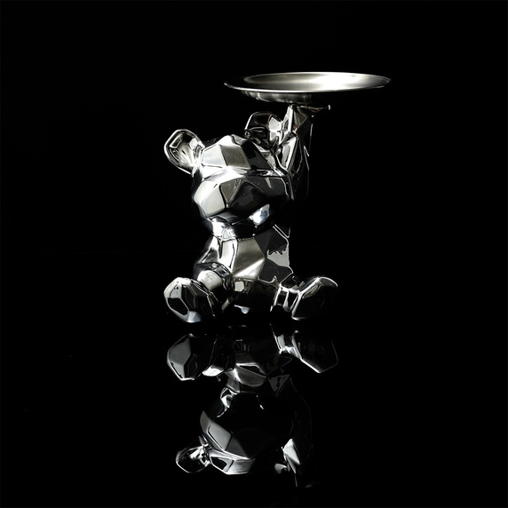 Figurka Miś origami z srebrną tacą        srebrny