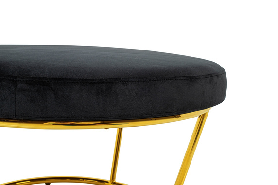 Fotel GABBIA STAND z podnóżkiem złoty - welur, stal