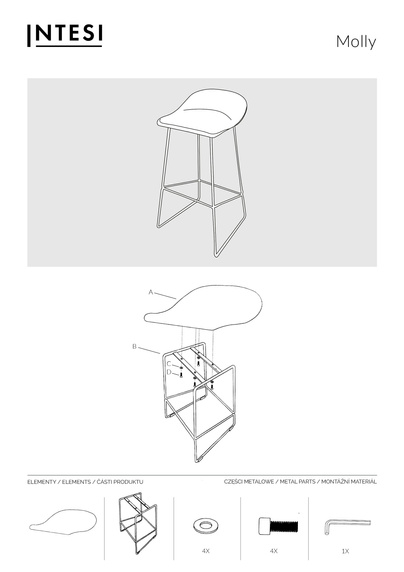 Krzesło barowe Molly czarne High