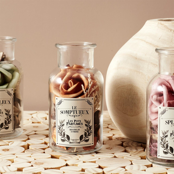 Szklany słój 12cm z pot pourri  pomarańczowe