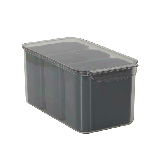 Pojemnik potrójny do przechowywania   w lodówce szary