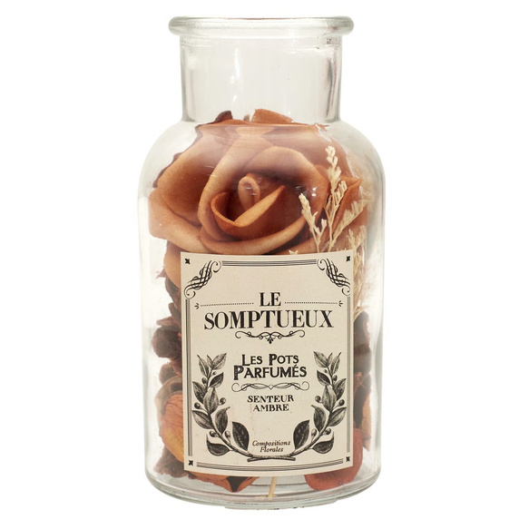 Szklany słój 16cm z pot pourri  pomarańczowe