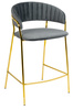 Krzesło barowe MARGO 65 ciemny szary - welur, podstawa złota