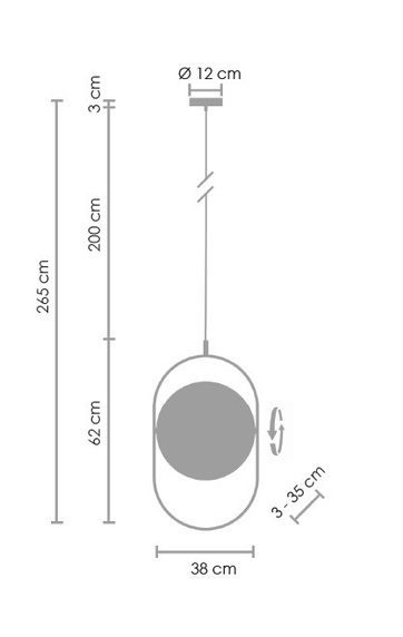 Lampa wisząca ELIPSE L LED czarna 65 cm