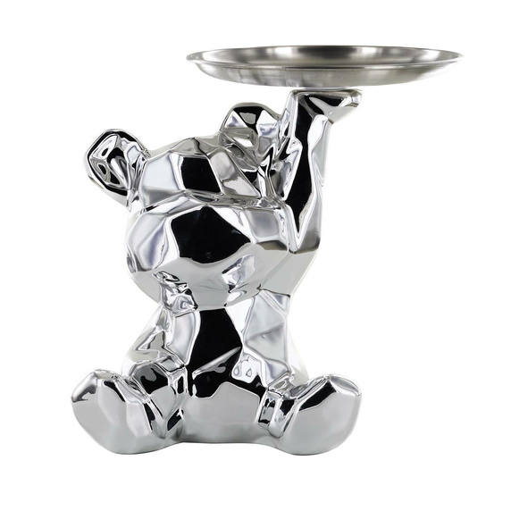 Figurka Miś origami z srebrną tacą        srebrny