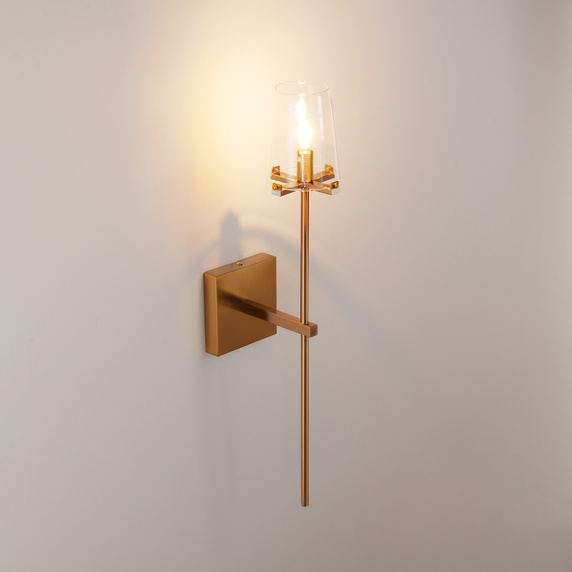 Lampa ścienna CLASSICO złota szklany klosz 62 cm