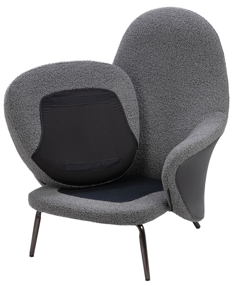 Fotel LOBBY TEDDY szary - stal, opal