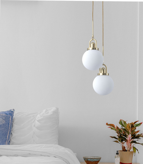 Lampa wisząca PEARL złota 20 cm - klasyczna lampa sufitowa  do salonu