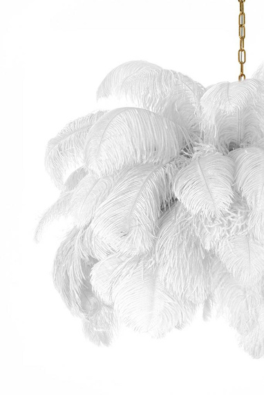 MOOSEE lampa wisząca TIFFANY 135 biała mosiądz / naturalne pióra