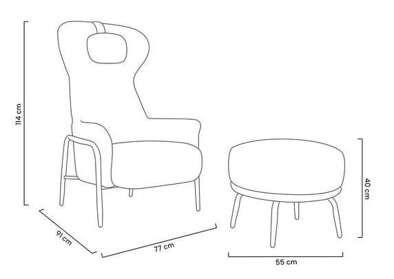 Fotel TEDDY GRAND z podnóżkiem beżowy - stal