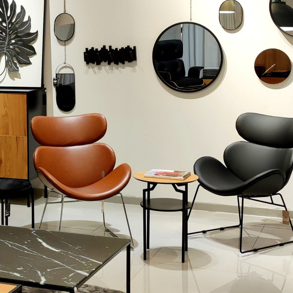 Fotel Cazar Vintage brązowy PU czarna po dstawa