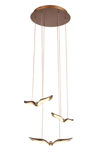 Lampa wisząca GUFO 3 LED różowe złoto 36 cm