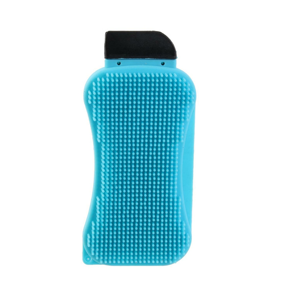 Skrobak z gąbką silikonowy niebieski