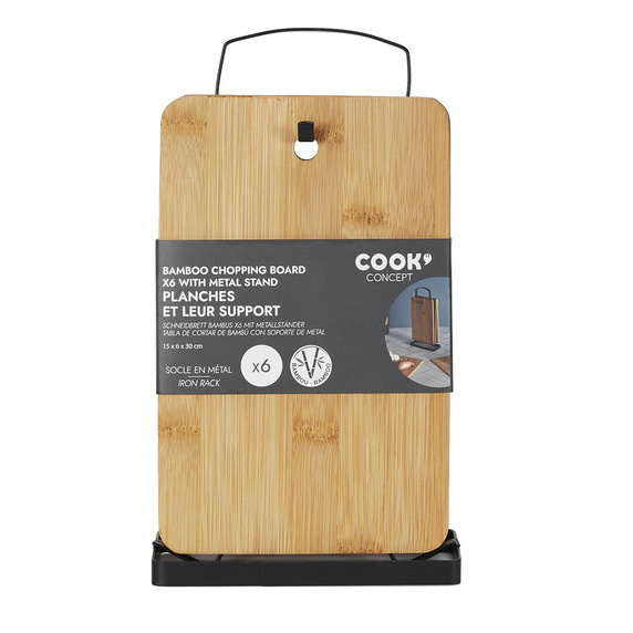 Zestaw 6 desek do krojenia bambusowych    na stojaku