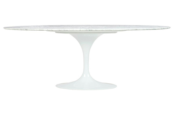 Stół TULIP ELLIPSE MARBLE CARRARA 200     biały - marmur, metal