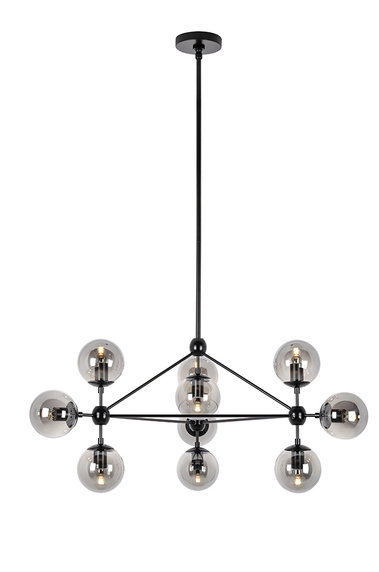 MOOSEE lampa wisząca PLANETARIO 10 czarna - klosze dymione