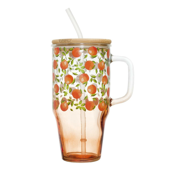 Kubek z pokrywką i słomką Soleo 650ml     pomarańcze