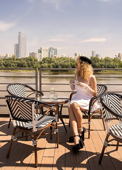 Krzesło ogrodowe CAFE AZURE biały / czarny