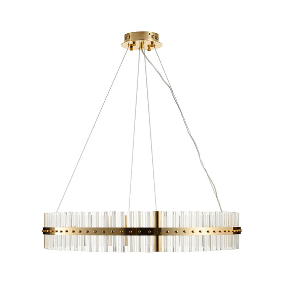 Żyrandol Kryształowy AURA Złota 85 cm - Nowoczesna Lampa Wisząca LED