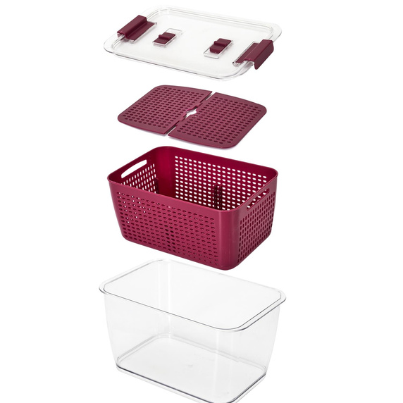 Pojemnik do przechowywania  w lodówce  owoców i warzyw bordowy
