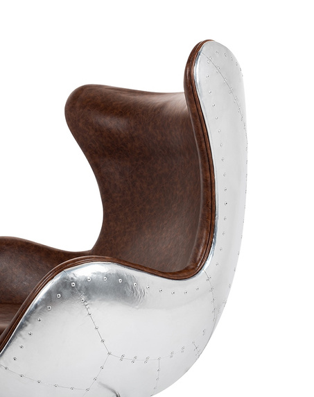 Fotel EGG AVIATOR PU brązowy - ekoskóra,  metal