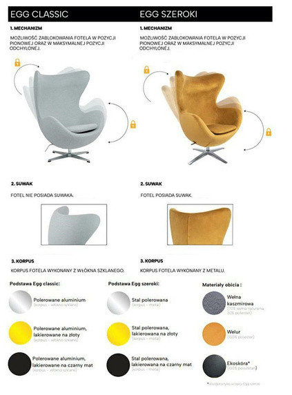 Fotel EGG AVIATOR PU brązowy - ekoskóra,  metal