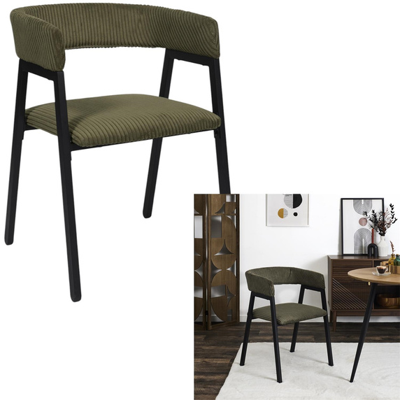 Krzesło Scott oliwkowa zieleń/czarne      sztruks