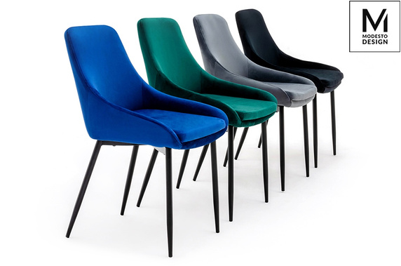 MODESTO krzesło CLOVER ciemny niebieski - welur, metal