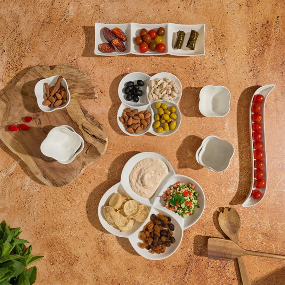 Zestaw 10 naczyń do serwowania            przystawek biały