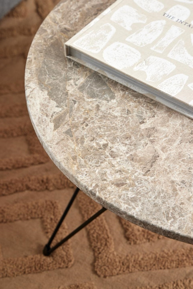 Stolik kawowy Prunus 80cm marmur szary/  czarny